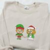 Chucky And Tiffany Elf Embroidered Shirt, Halloween Embroidered Hoodie, Christmas Embroidered Sweatshirt