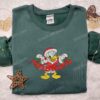 Donald Duck Merry Christmas Embroidered Shirt, Disney Characters Embroidered Hoodie, Christmas Embroidered Sweatshirt