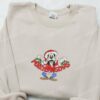 Goofy Merry Christmas Embroidered Shirt, Disney Characters Embroidered Hoodie, Christmas Embroidered Sweatshirt