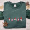 Kirby Eating Gnome Embroidered Shirt, Game Character Embroidered Hoodie, Christmas Embroidered Sweatshirt