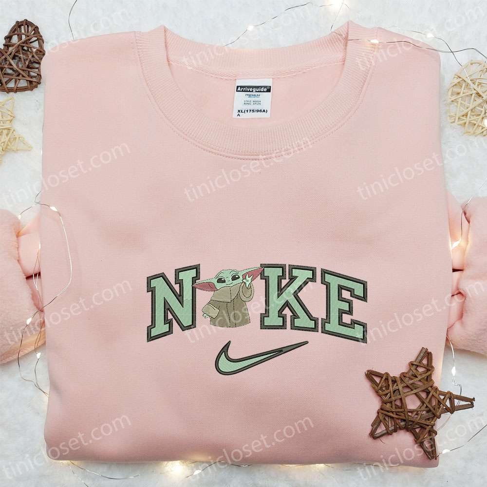 Baby Yoda x Nike Embroidered Shirt, Nike Inspired Embroidered Hoodie, Best Gifts For Family