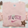 Custom Spider-Gwen Embroidered Hoodie, Pink Swoosh Ghost-Spider Sweatshirt, Custom Pink Swoosh Spider Hero T-Shirt