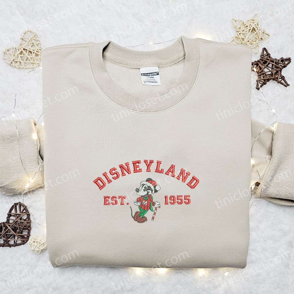 Disneyland Mickey Xmas Embroidered T shirt Disney Christmas Embroidered Shirt Best Christmas Gift Ideas 1