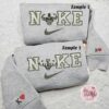 Bodybuilder Man And Woman x Nike Couple Embroidered Shirt, Valentine’s Day Embroidered Hoodie, Nike Inspired Embroidered Sweatshirt