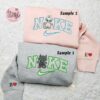 Chibi Toothless And Light Fury x Nike Couple Embroidered Shirt, How To Train Your Dragon Cartoon Embroidered Hoodie, Valentine’s Day Embroidered Sweatshirt