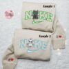 Chibi Toothless And Light Fury x Nike Couple Embroidered Shirt, How To Train Your Dragon Cartoon Embroidered Hoodie, Valentine’s Day Embroidered Sweatshirt