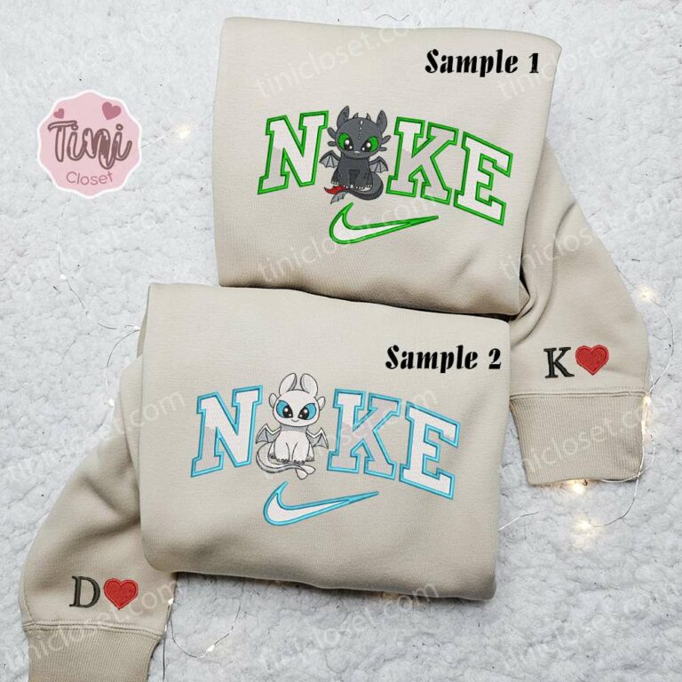 Chibi Toothless And Light Fury x Nike Couple Embroidered Shirt, How To ...