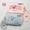 Hello Kitty and Dear Daniel x Nike Couple Embroidered Shirt, Cartoon Embroidered Hoodie, Valentine’s Day Embroidered Sweatshirt