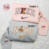Megara And Hercules x Nike Couple Embroidered Shirt, Cartoon Embroidered Hoodie, Valentine’s Day Embroidered Sweatshirt
