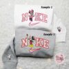 Mickey Mouse And Minnie Mouse x Nike Couple Embroidered Shirt, Disney Characters Embroidered Hoodie, Valentine’s Day Embroidered Sweatshirt