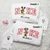 Minnie And Mickey x Nike Couple Embroidered Shirt, Disney Characters Embroidered Hoodie, Valentine’s Day Embroidered Sweatshirt