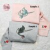 Night Fury And Light Fury x Nike Swoosh Couple Embroidered Shirt, How To Train Your Dragon Cartoon Embroidered Hoodie, Valentine’s Day Embroidered Sweatshirt