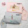 Rapunzel And Flynn x Nike Couple Embroidered Shirt, Disney Characters Embroidered Hoodie, Valentine’s Day Embroidered Sweatshirt