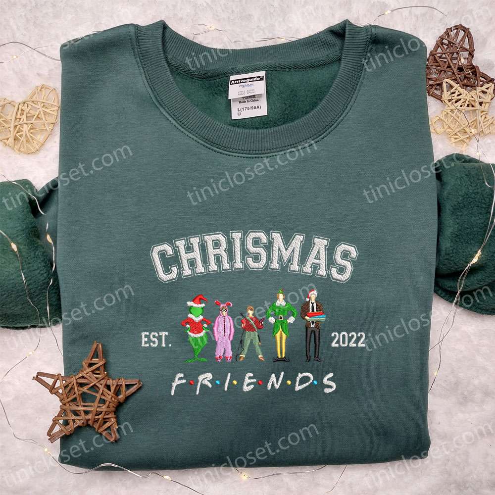 Christmas Friends Movie Characters Embroidered T shirt Movie Christmas Embroidered Hoodie Best Christmas Gift Ideas 1