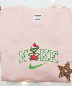 Nike x Grinch Girl Santa Embroidered T shirt Christmas Embroidered T shirt Nike Inspired Embroidered T shirt 4