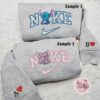 Nike Couple Stitch Angel Milk Tea Embroidered Shirt, Disney Couple Embroidered Hoodie, Best Couple Embroidered Sweatshirt