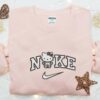 Nike x Hello Kitty Grey Skeleton Embroidered Shirt, Cartoon Embroidered Hoodie, Halloween Gift Ideas