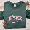 Nike x Hello Kitty Pink Candy Cane Embroidered Shirt, Cartoon Embroidered Hoodie, Christmas Gift Ideas