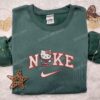 Nike x Hello Kitty Red Candy Cane Embroidered Shirt, Cartoon Embroidered Hoodie, Christmas Gift Ideas