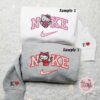 Hello Kitty Angel And Devil x Nike Embroidered Couple Shirt, Cartoon Embroidered Shirt, Nike Inspired Embroidered Hoodie