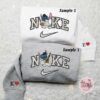 Stitch Cosplay Elvis x Nike Embroidered Couple Shirt, Disney Characters Embroidered Shirt, Nike Inspired Embroidered Hoodie