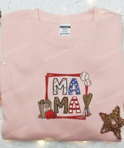 Mama Baseball Things Embroidered Shirt Sports Embroidered Shirt Best Mothers Day Gift Ideas 2