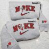 Mickey and Minnie Heart Embroidered Shirt, Disney Characters Embroidered Sweatshirt, Couple Embroidered Hoodie