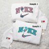 Stitch and Angel Heart Embroidered Shirts, Disney Characters Embroidered Sweatshirts, Couple Embroidered Hoodies