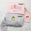 Totoro and Mei Embroidered Shirt, Cartoon Embroidered Sweatshirt, Couple Embroidered Hoodie