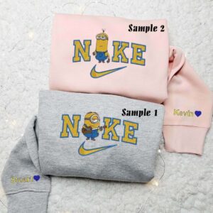 Stuart And Kevin Minions Cartoon Embroidered Couples Shirts 2 3