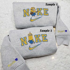 Stuart And Kevin Minions Cartoon Embroidered Couples Shirts 4 3
